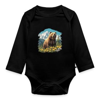 grizzly bears Grizzly bear - Organic Longsleeve Baby Bodysuit - black - Front