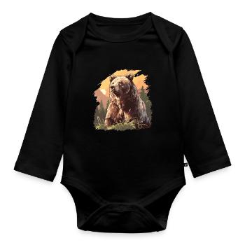 grizzly bears Grizzly bear - Organic Longsleeve Baby Bodysuit - black - Front