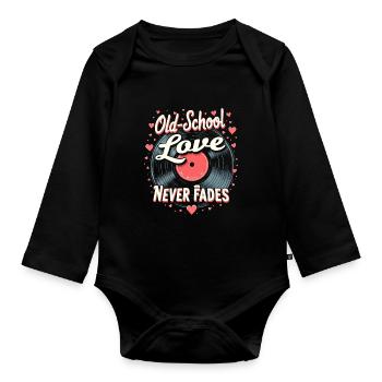Romantische Nostalgie Vintage Romance Classic Love - Baby Bio-Langarm-Body - Schwarz - Vorne
