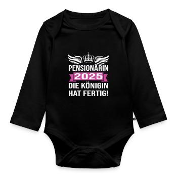 Pension 2025 Pensioner 2025 Pension 2025 - Organic Longsleeve Baby Bodysuit - black - Front