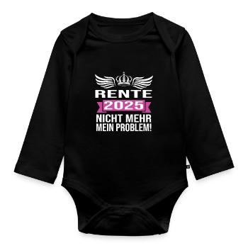 Pension 2025 Pensioner 2025 Pension 2025 - Organic Longsleeve Baby Bodysuit - black - Front