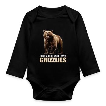 grizzly bears Grizzly bear - Organic Longsleeve Baby Bodysuit - black - Front