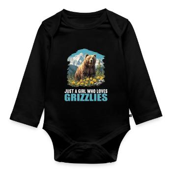 grizzly bears Grizzly bear - Organic Longsleeve Baby Bodysuit - black - Front
