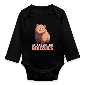 grizzly bears Grizzly bear - Organic Longsleeve Baby Bodysuit - black - Front