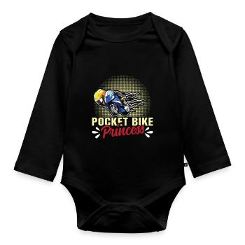 Pocketbike, Pocket Bike, moto - Body Bébé bio manches longues - noir - Devant