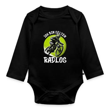 Mountain bikers, MTB lovers, cycling - Organic Longsleeve Baby Bodysuit - black - Front