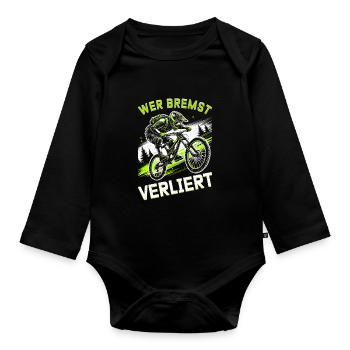 Mountain bikers, MTB lovers, cycling - Organic Longsleeve Baby Bodysuit - black - Front