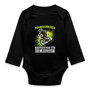 Mountain bikers, MTB lovers, cycling - Organic Longsleeve Baby Bodysuit - black - Front