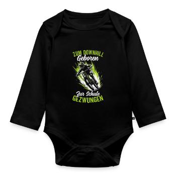 Mountain bikers, MTB lovers, cycling - Organic Longsleeve Baby Bodysuit - black - Front