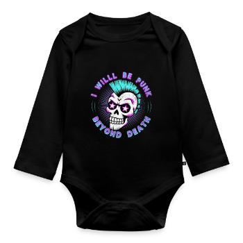 Neon Punk Rock Skull Design - Punk au-delà de la mort 80 - Body Bébé bio manches longues - noir - Devant