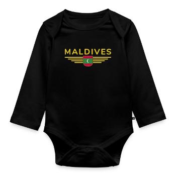 Maldives Fans : Maillots exclusifs - Body Bébé bio manches longues - noir - Devant