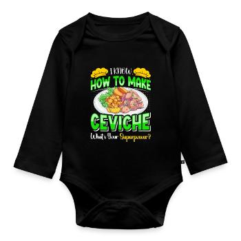 Seafood Peruvian Ceviche - Baby Bio-Langarm-Body - Schwarz - Vorne