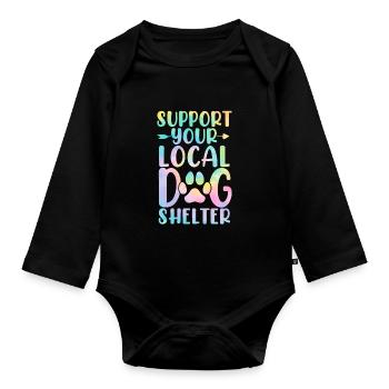 Soutenez votre refuge pour chiens local Dog Tie Dye Animal - Body Bébé bio manches longues - noir - Devant