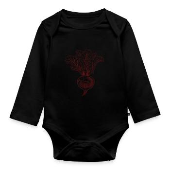Vintage Rote Rübe Retro Rote Bete - Baby Bio-Langarm-Body - Schwarz - Vorne
