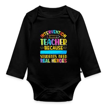 Intervention Teacher, Intervention specialist - Baby Bio-Langarm-Body - Schwarz - Vorne