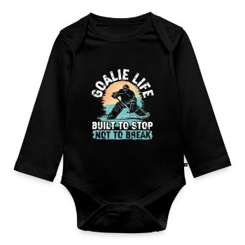 Hockey Goalkeeper Hockey Goalkeeper - Organic Longsleeve Baby Bodysuit - black - Front