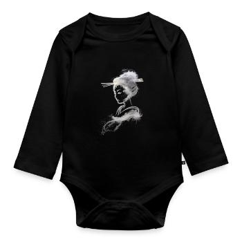 Poussière blanche Geisha - Body Bébé bio manches longues - noir - Devant