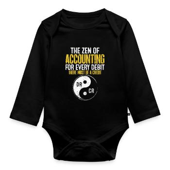 Le zen de la comptabilité Drôle CPA Financier - Body Bébé bio manches longues - noir - Devant