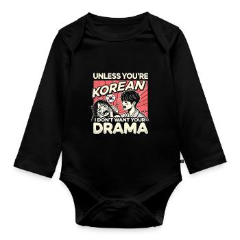 Wenn du nicht koreanisch bist, will ich dein Drama - Baby Bio-Langarm-Body - Schwarz - Vorne