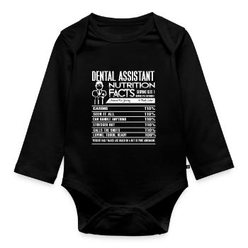 Dental Assistant Nutrition Facts - Organic Longsleeve Baby Bodysuit - black - Front