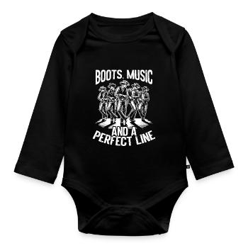 Line Dance Country Musik Cowboy Linedance - Baby Bio-Langarm-Body - Schwarz - Vorne