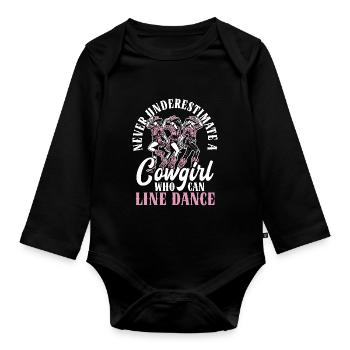 Line Dance Country Musik Cowboy Linedance - Baby Bio-Langarm-Body - Schwarz - Vorne