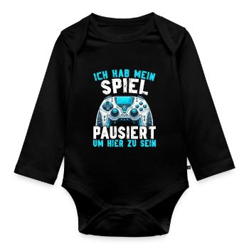 Gaming Gamer Gamer Video Player Console PC Gaming - Organic Longsleeve Baby Bodysuit - black - Front