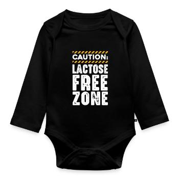 Attention Zone sans lactose Pas d’allergie aux produits laitiers - Body Bébé bio manches longues - noir - Devant