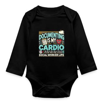 Dokumentieren ist meine Kardio - Baby Bio-Langarm-Body - Schwarz - Vorne