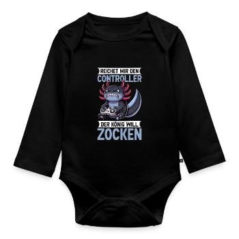 Il me tend la manette que le roi veut jouer - Body Bébé bio manches longues - noir - Devant