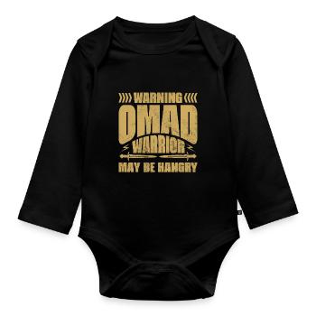 Warning OMAD Warrior May Be Hungry Intermittent - Baby Bio-Langarm-Body - Schwarz - Vorne