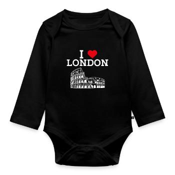 J’aime Londres Colosseum Cool Royaume-Uni Coeur - Body Bébé bio manches longues - noir - Devant