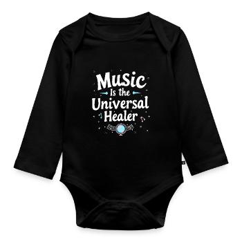 Music Therapy Emotional Healing Relaxation - Organic Longsleeve Baby Bodysuit - black - Front