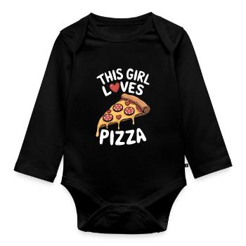 Pizza Saying Joke Pizzeria Funny Pizza Gift - Organic Longsleeve Baby Bodysuit - black - Front