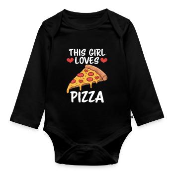 Pizza Saying Joke Pizzeria Funny Pizza Gift - Organic Longsleeve Baby Bodysuit - black - Front