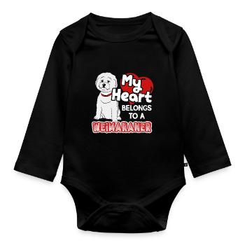 My Heart Belongs To Weimaraner - Organic Longsleeve Baby Bodysuit - black - Front
