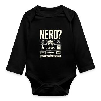 Streber? Ich bevorzuge den intellektuellen Badass - Baby Bio-Langarm-Body - Schwarz - Vorne