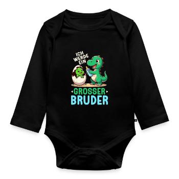 Ich Werde Großer Bruder Dinosaurier Neuer Bruder - Baby Bio-Langarm-Body - Schwarz - Vorne