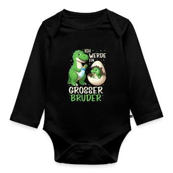 Ich Werde Großer Bruder Dinosaurier Neuer Bruder - Baby Bio-Langarm-Body - Schwarz - Vorne