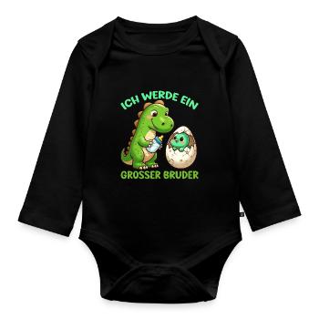 Ich Werde Großer Bruder Dinosaurier Neuer Bruder - Baby Bio-Langarm-Body - Schwarz - Vorne