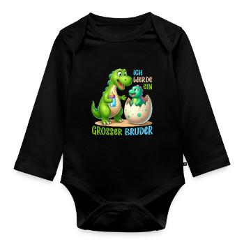 Ich Werde Großer Bruder Dinosaurier Neuer Bruder - Baby Bio-Langarm-Body - Schwarz - Vorne