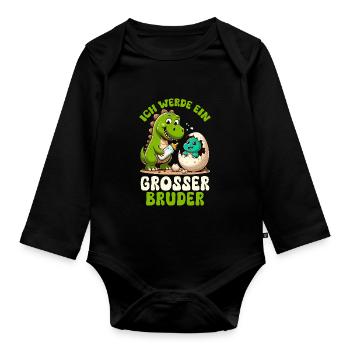 Ich Werde Großer Bruder Dinosaurier Neuer Bruder - Baby Bio-Langarm-Body - Schwarz - Vorne