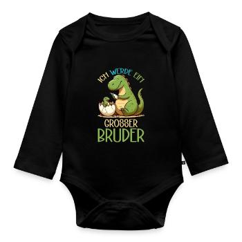 Ich Werde Großer Bruder Dinosaurier Neuer Bruder - Baby Bio-Langarm-Body - Schwarz - Vorne