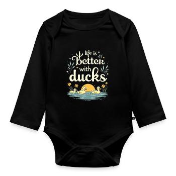Nutztier-enten-enthusiasten Hinterhof-enten - Baby Bio-Langarm-Body - Schwarz - Vorne
