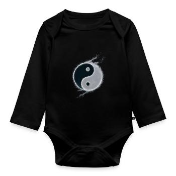 Yin Yang - Body Bébé bio manches longues - noir - Devant