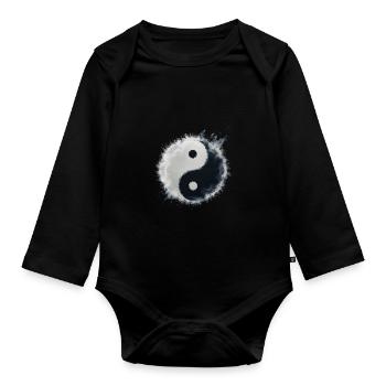 Yin Yang - Body Bébé bio manches longues - noir - Devant