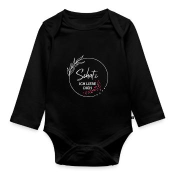 Ich liebe Dich - Baby Bio-Langarm-Body - Schwarz - Vorne