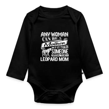 Leopard Proud To Be Leopard Mom - Organic Longsleeve Baby Bodysuit - black - Front