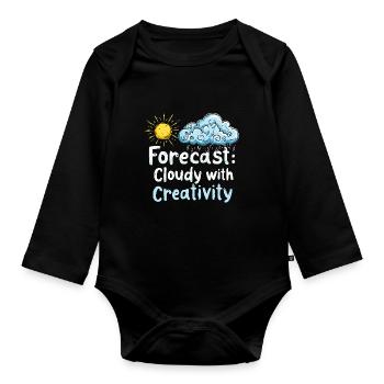 Skurrile Wettermuster, Skurrile Wolken, Lustig - Baby Bio-Langarm-Body - Schwarz - Vorne