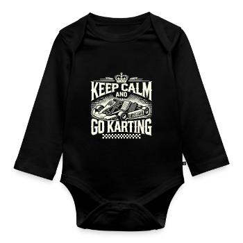 Restez calme et faites du kart - Body Bébé bio manches longues - noir - Devant